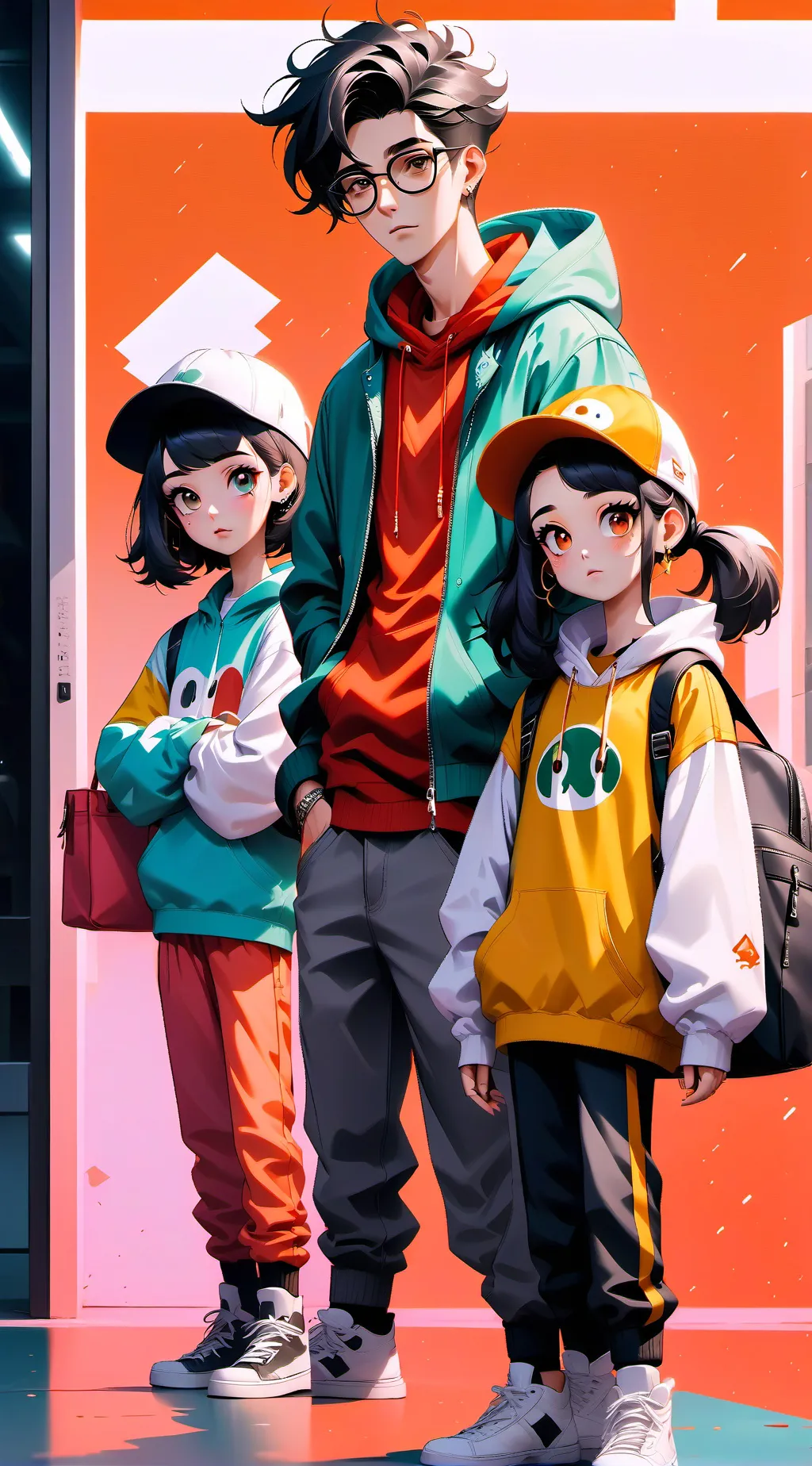 ai character: 미아와 가브리엘라  background