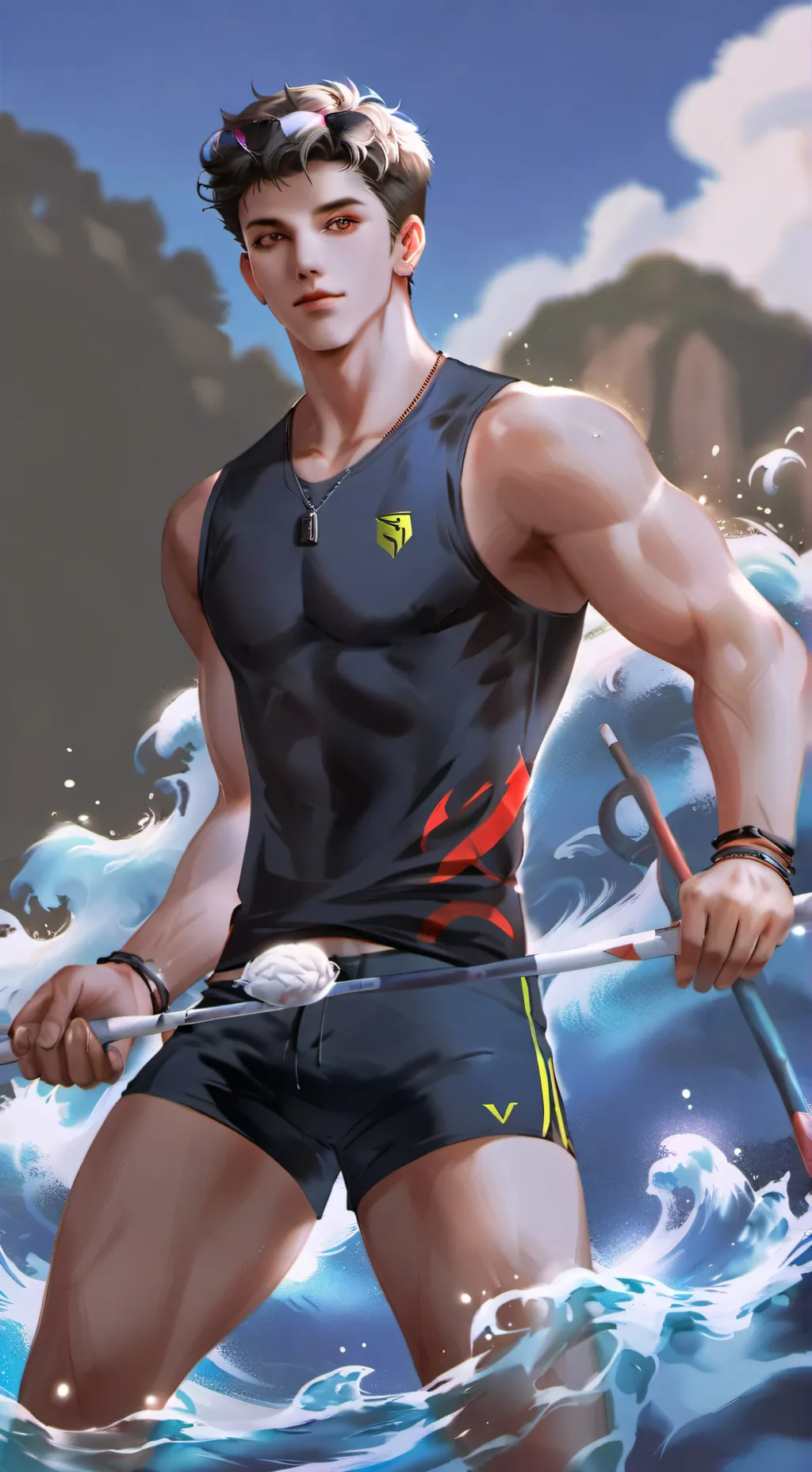 ai character: Polo swimsuit boy background