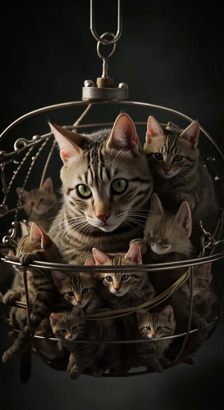 ai character: familia de gatos background