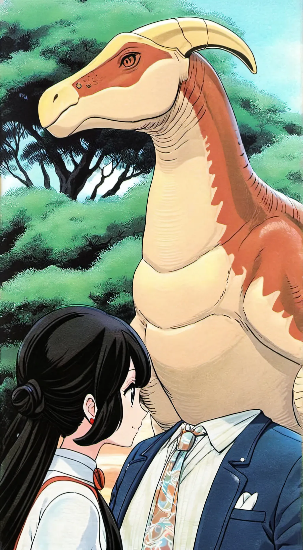 ai character: Parasaurolophus  background