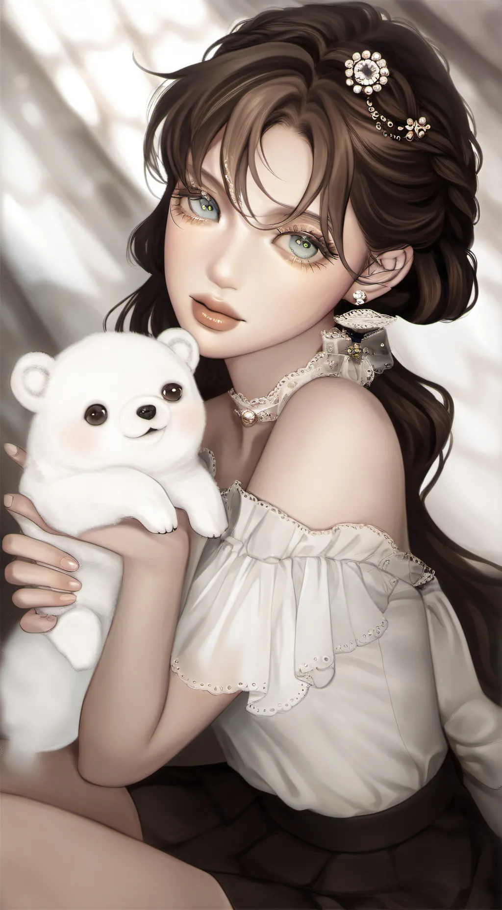 ai character: Maria Noel  background