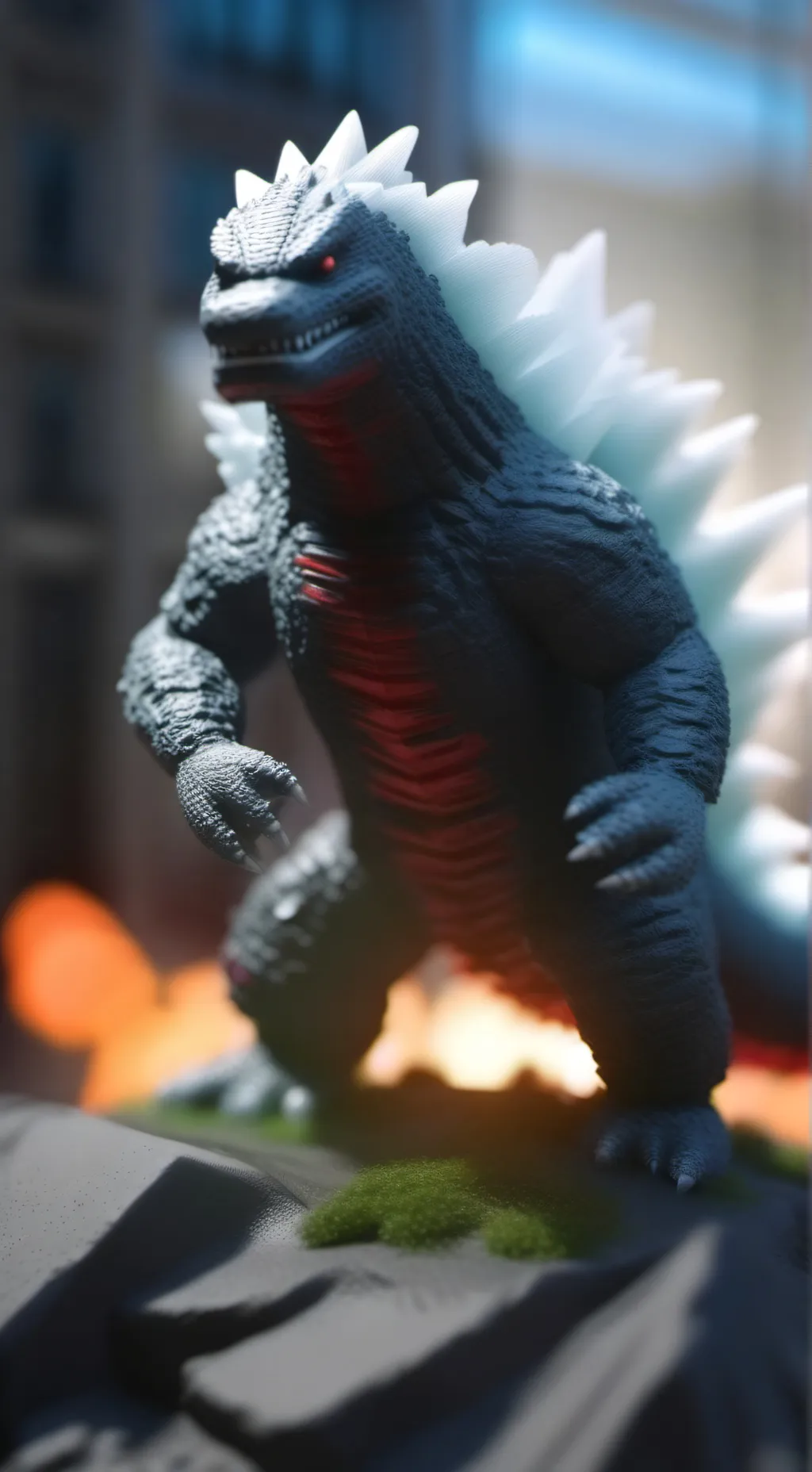 ai character: Godzilla mini  background