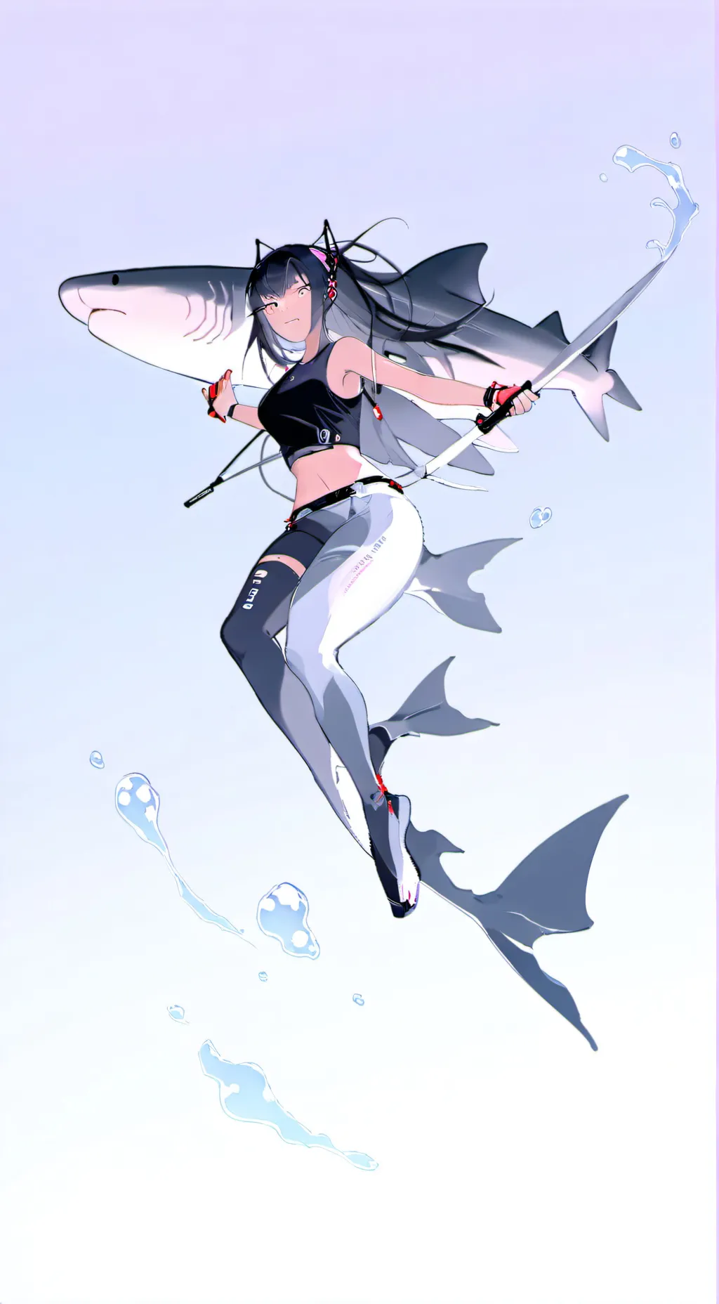 ai character: fem tiger shark  background