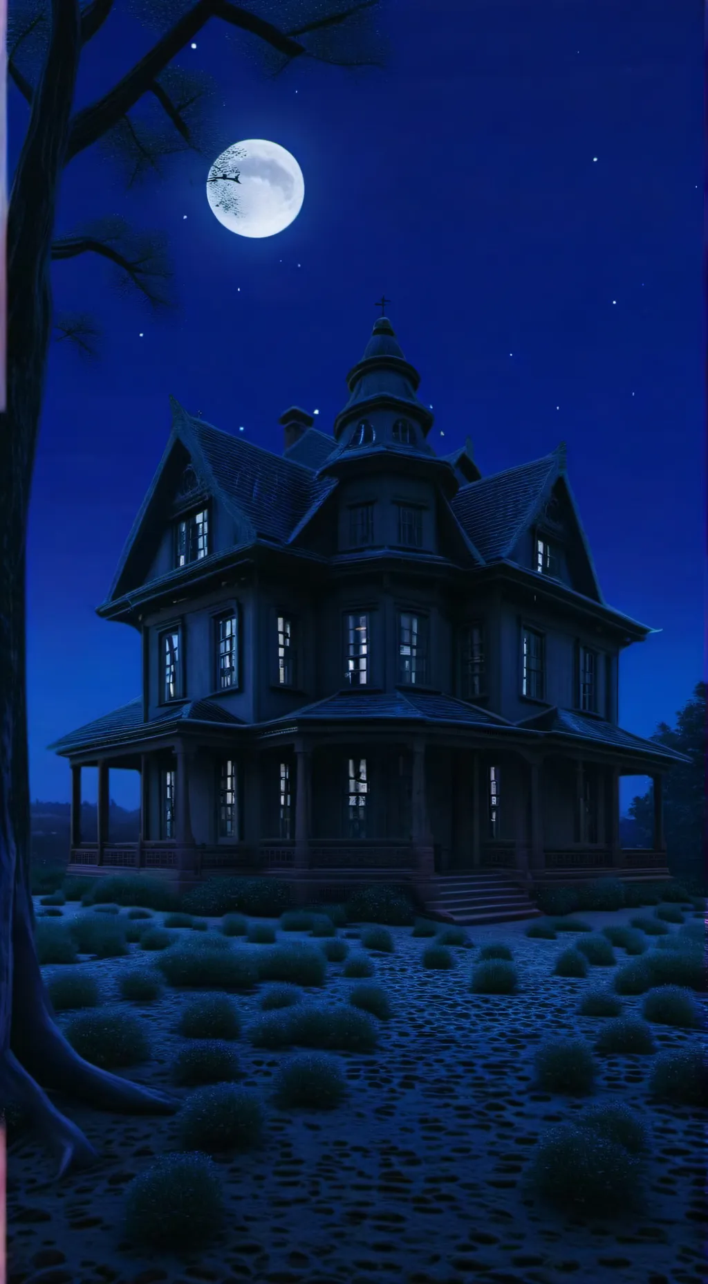 ai character: Haunted house background