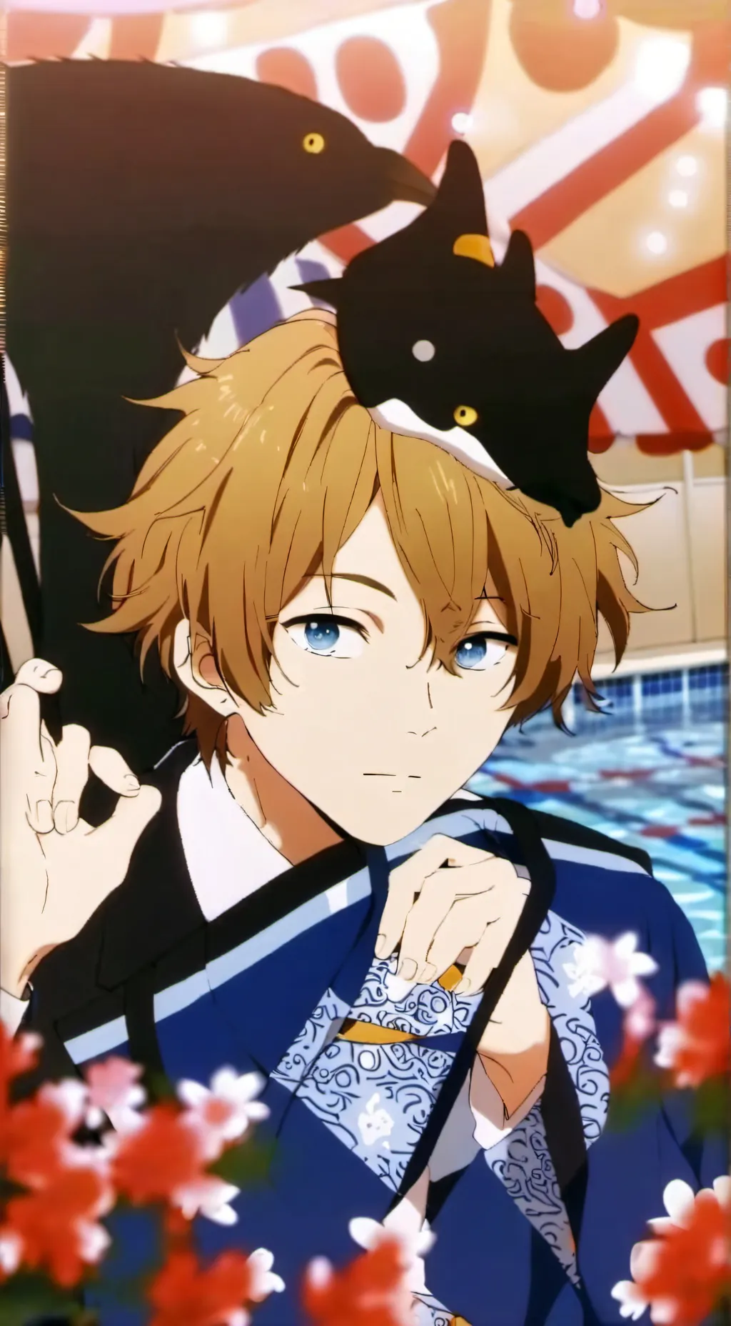 ai character: kny pool paryy background