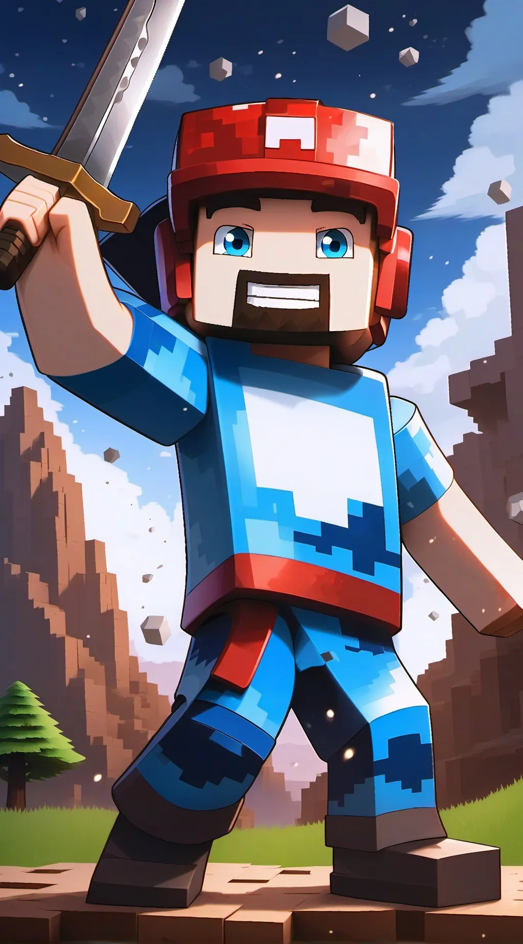 ai character: Minecraft 1.21 background