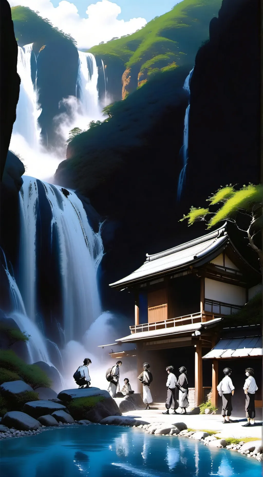 ai character: mha hot springs background