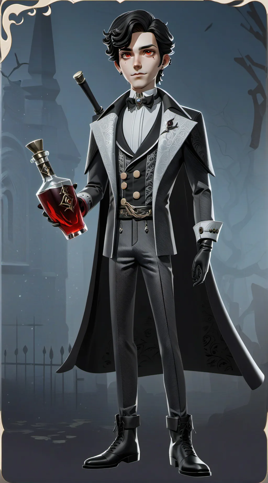 ai character: Black and red eyed background