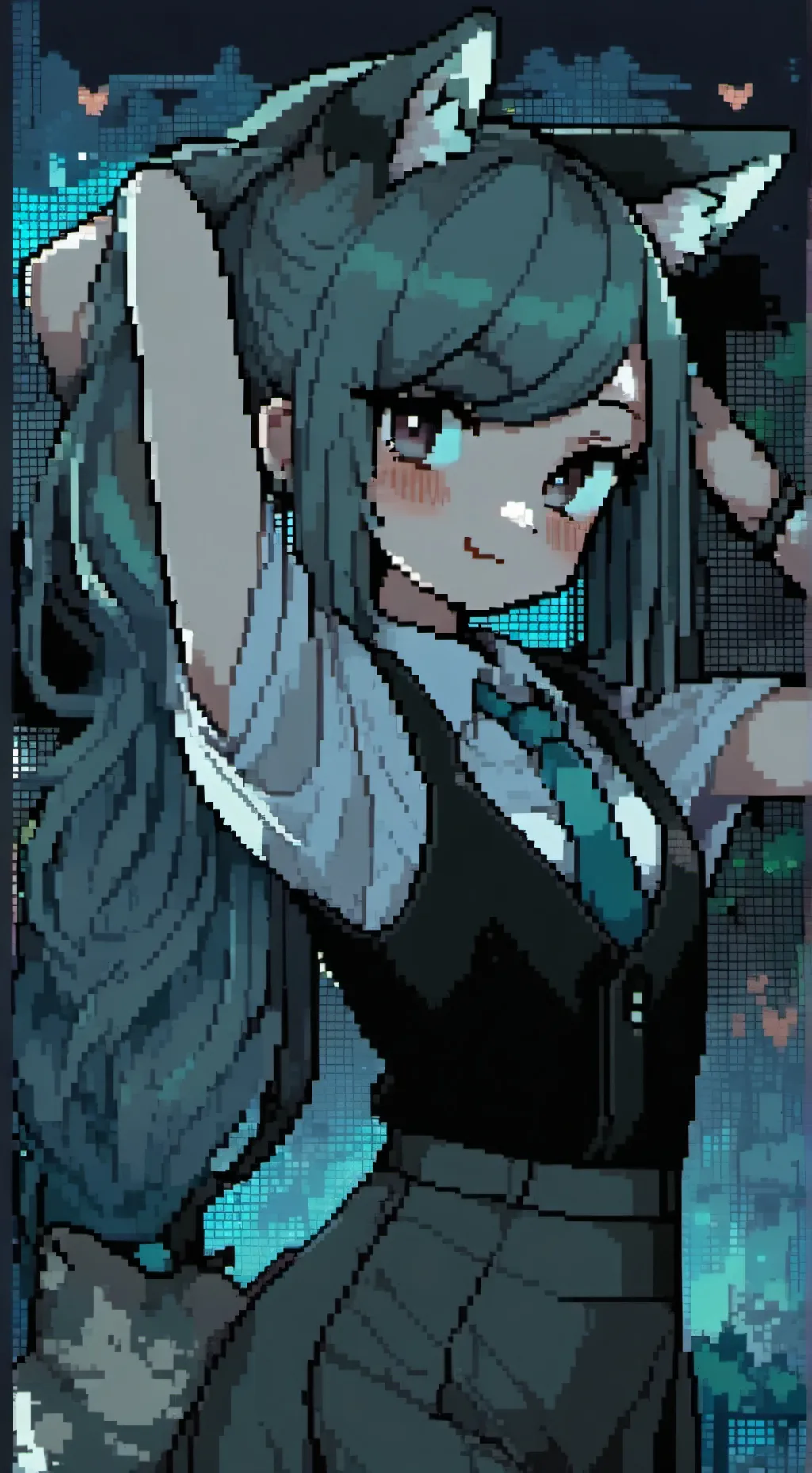 ai character: skunk girl×human? background