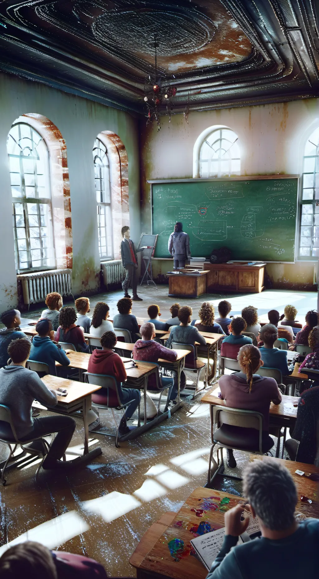 ai character: classroom background