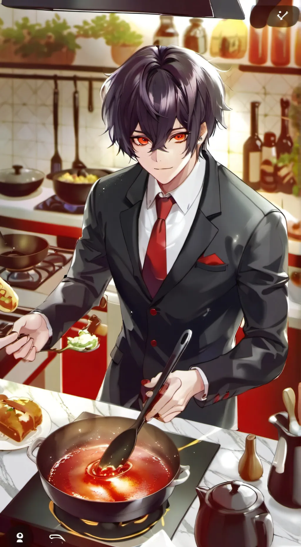 ai character: Satan cooking background