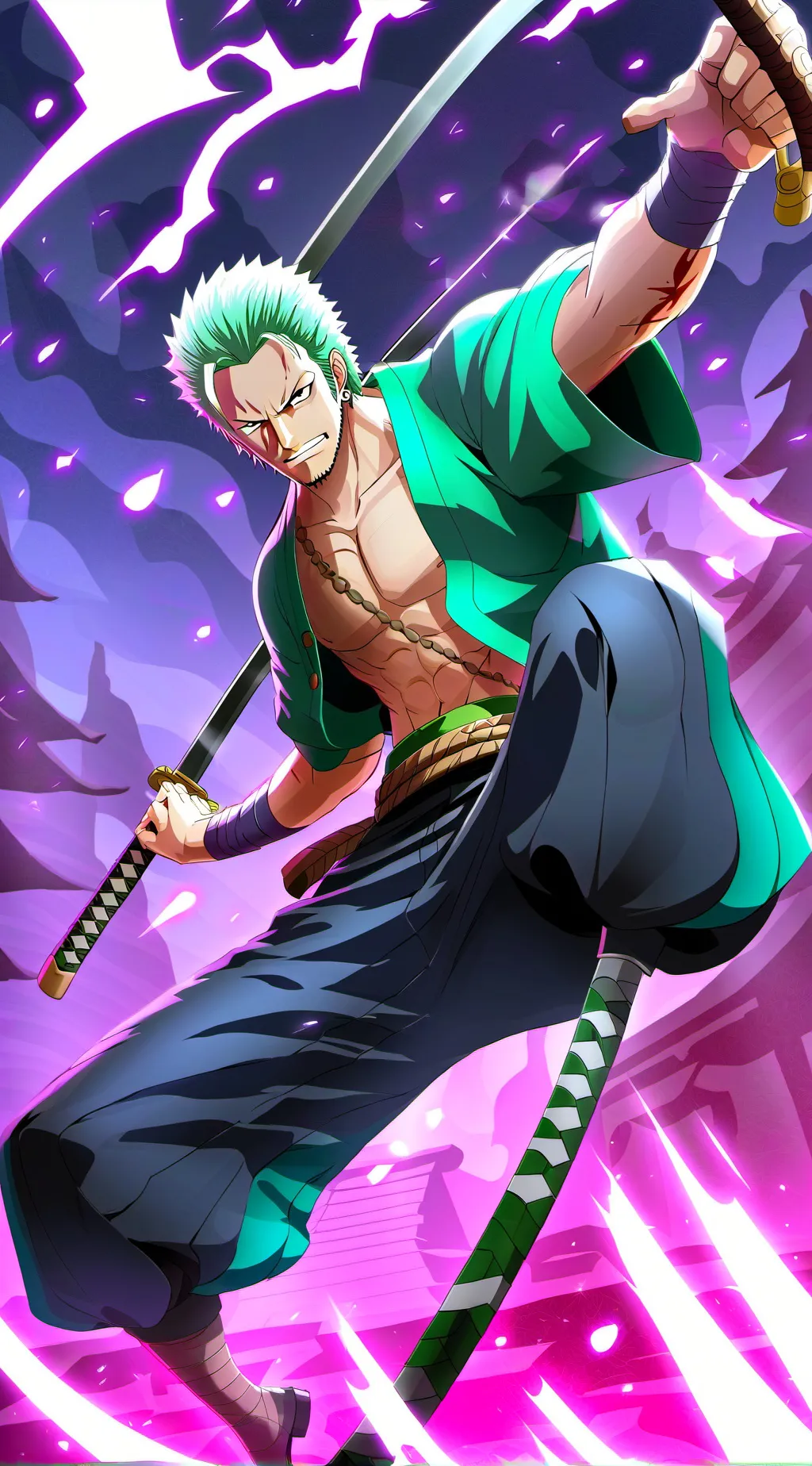 ai character: Zoro de one piece background