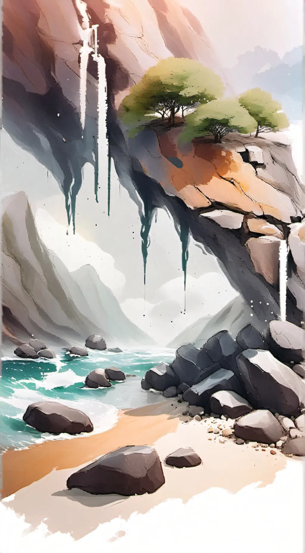 ai character: cave island background