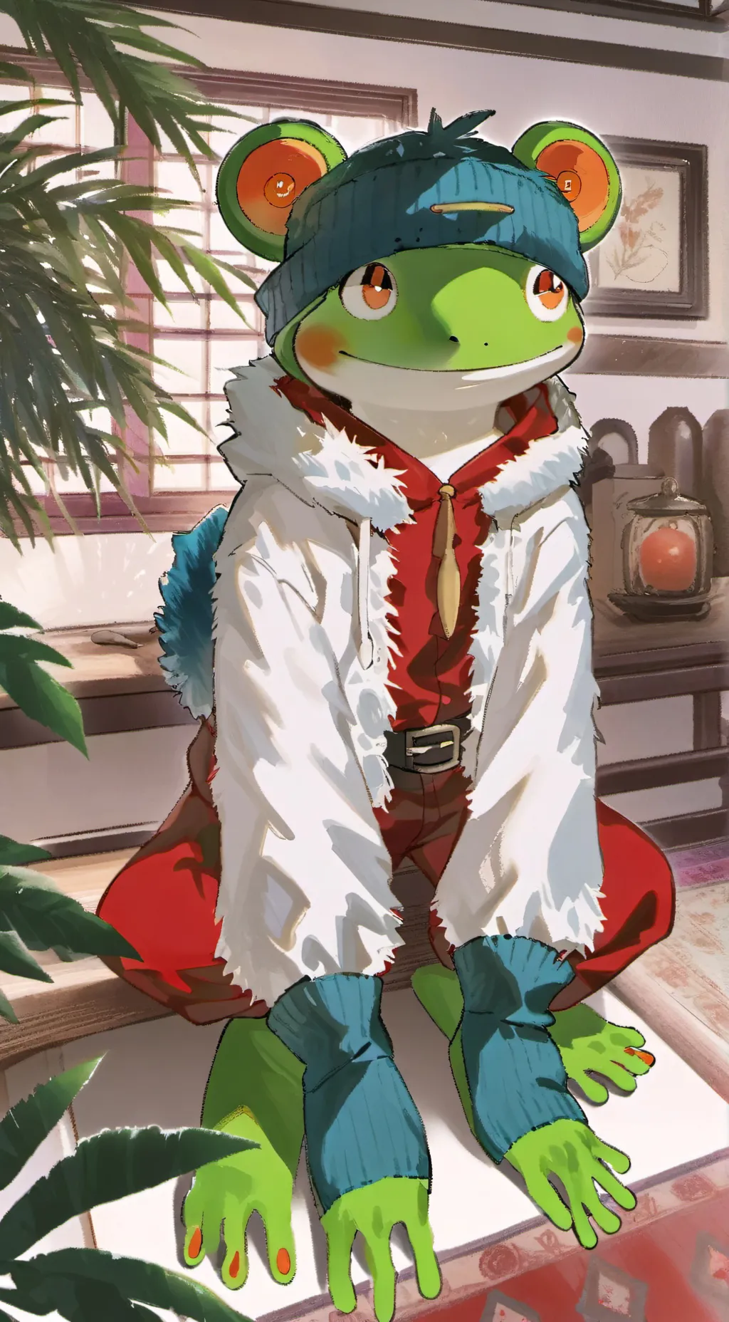 ai character: Blue Spirit Froggy background