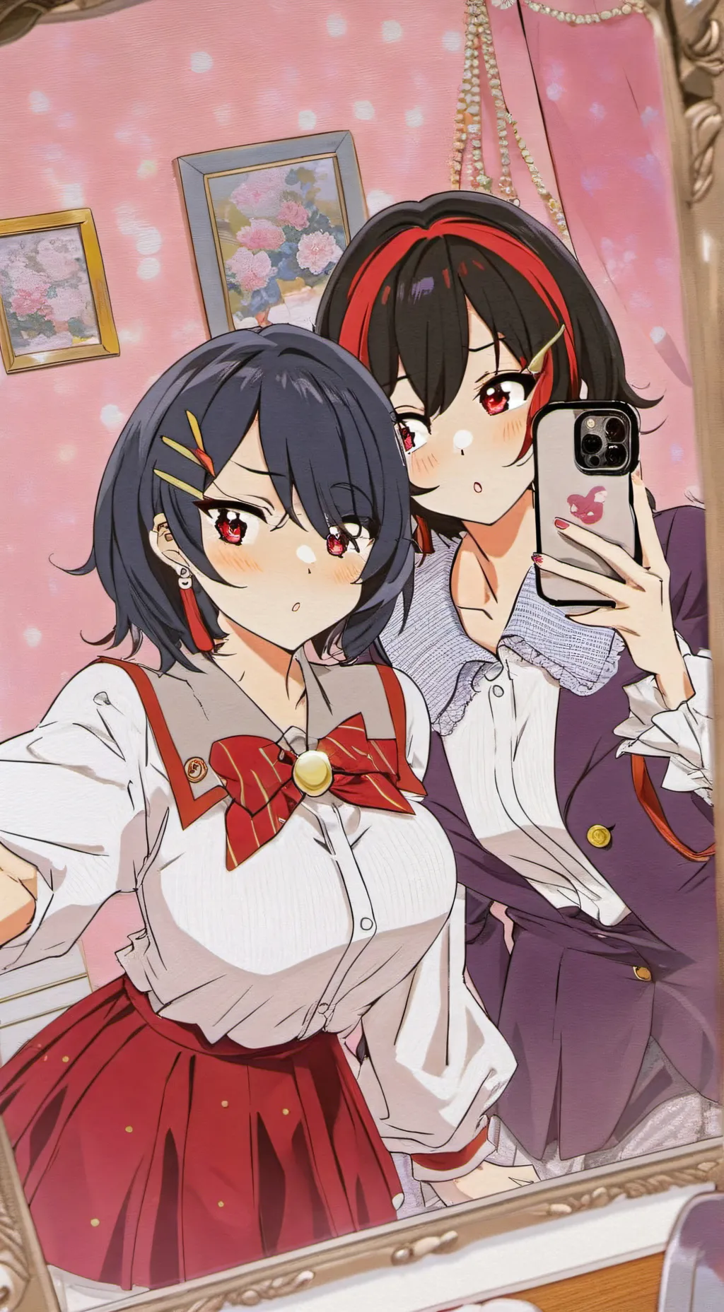 ai character: Lena y Violet background