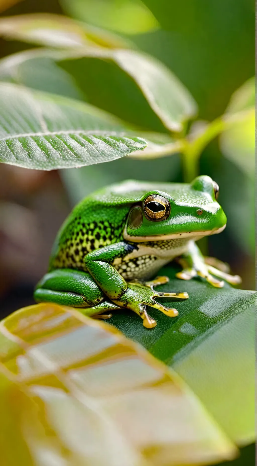 ai character: sapo verde background