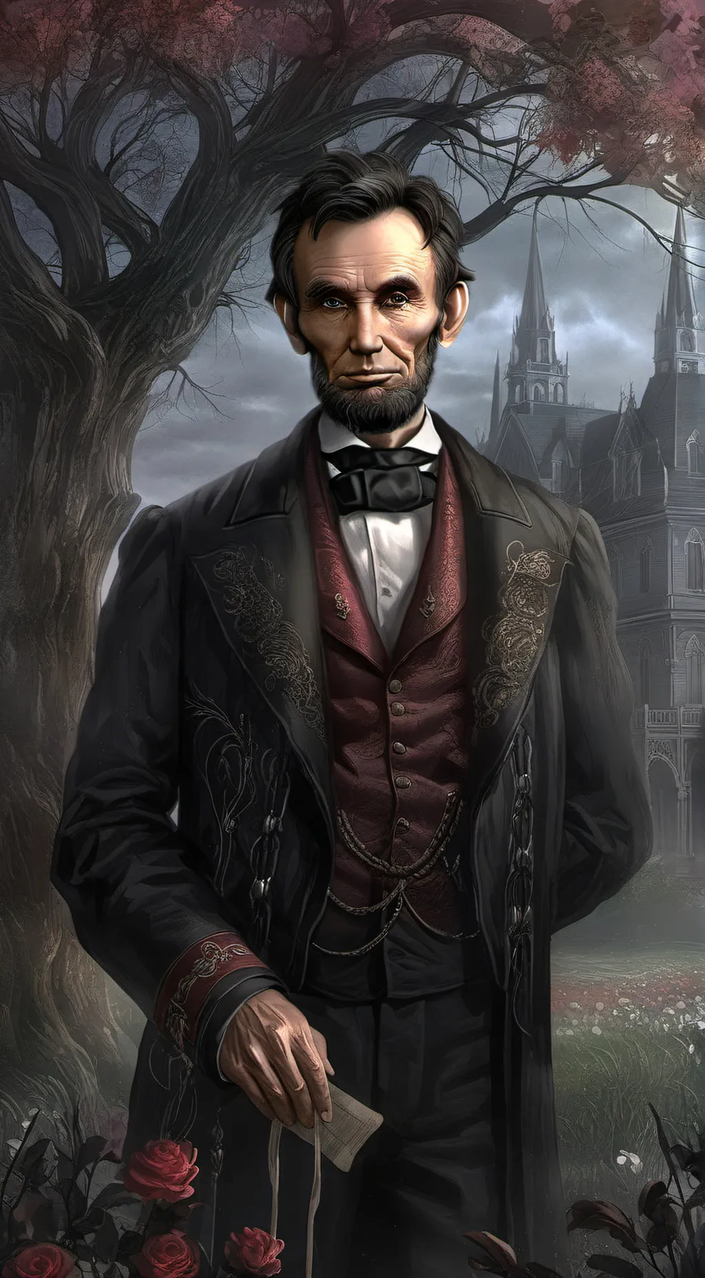 ai character: Abraham Lincoln  background