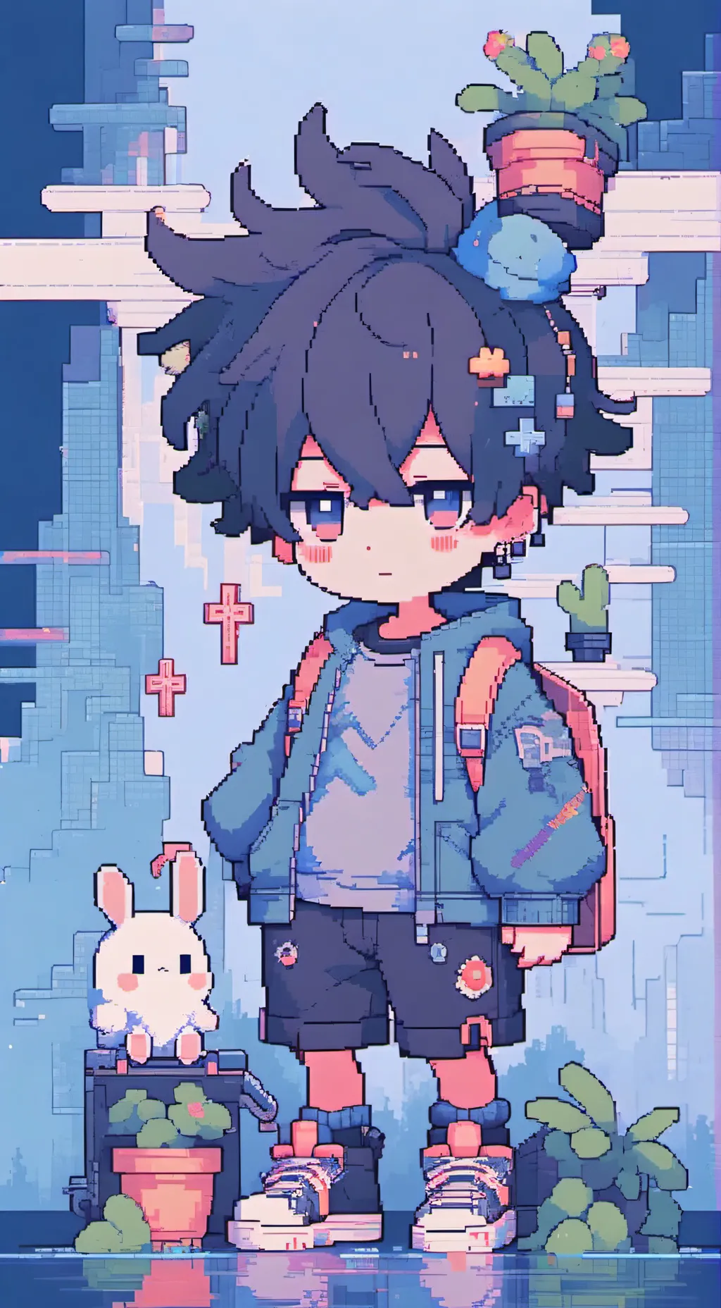 ai character: Jevin×black sad  background