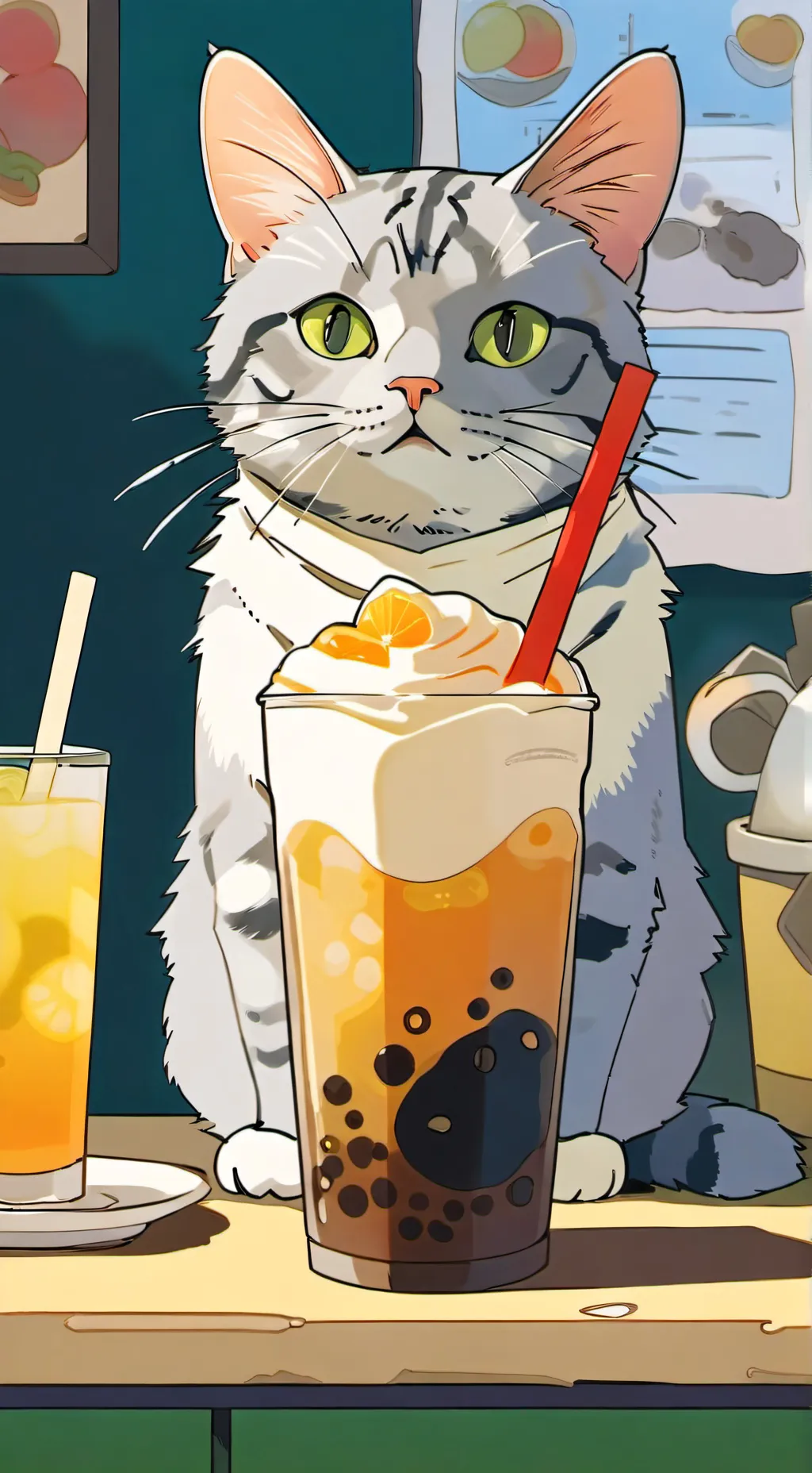 ai character: boba cat background