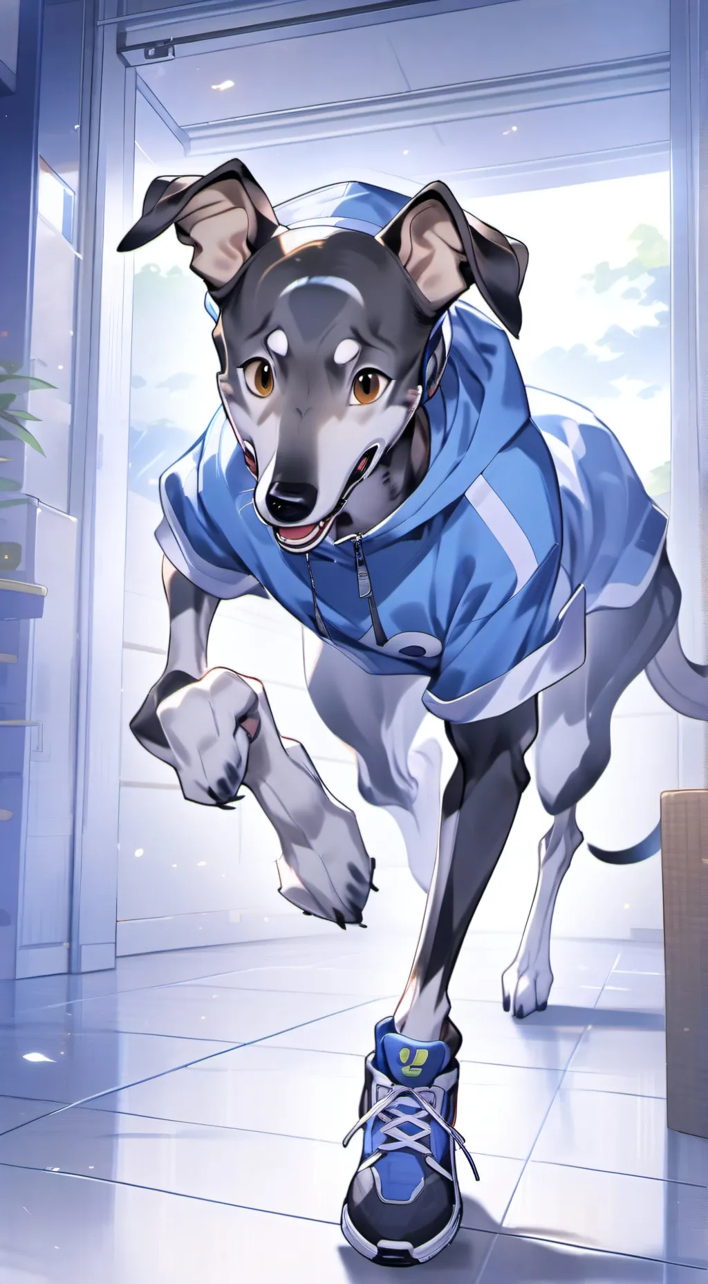 ai character: Greyhound Spirit Pup background