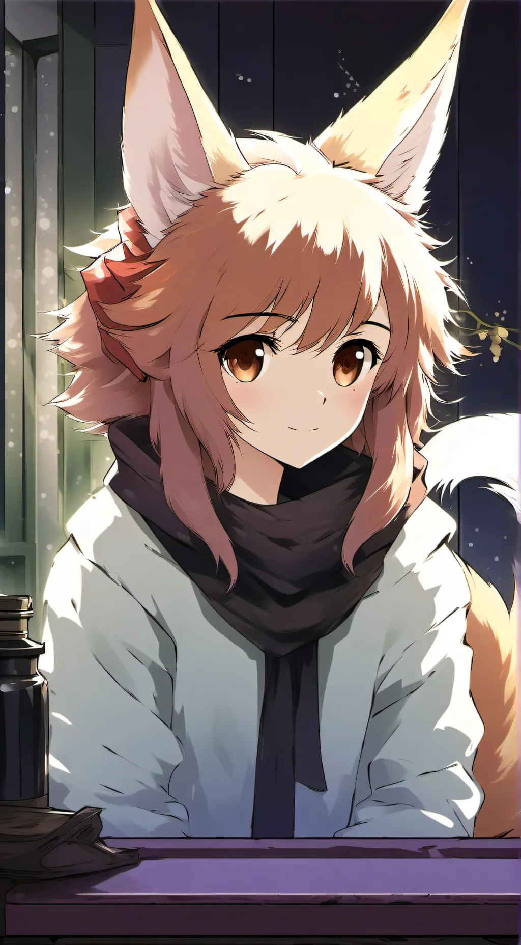 ai character: Red-Eyed Fuzzy Fennec background