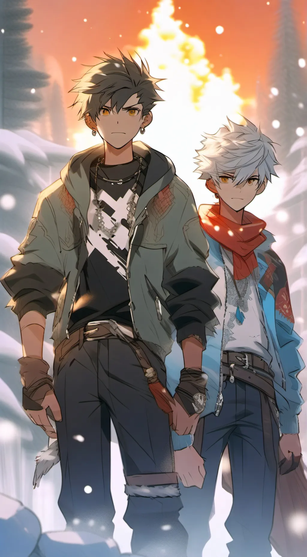 ai character: /fire or ice/ background