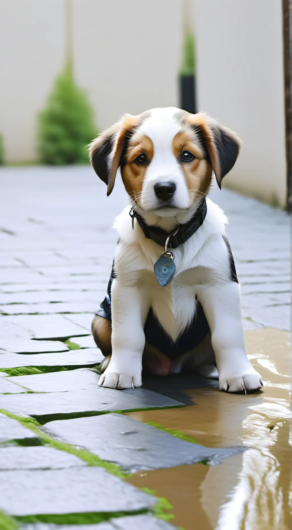 ai character: perrito abandonado background