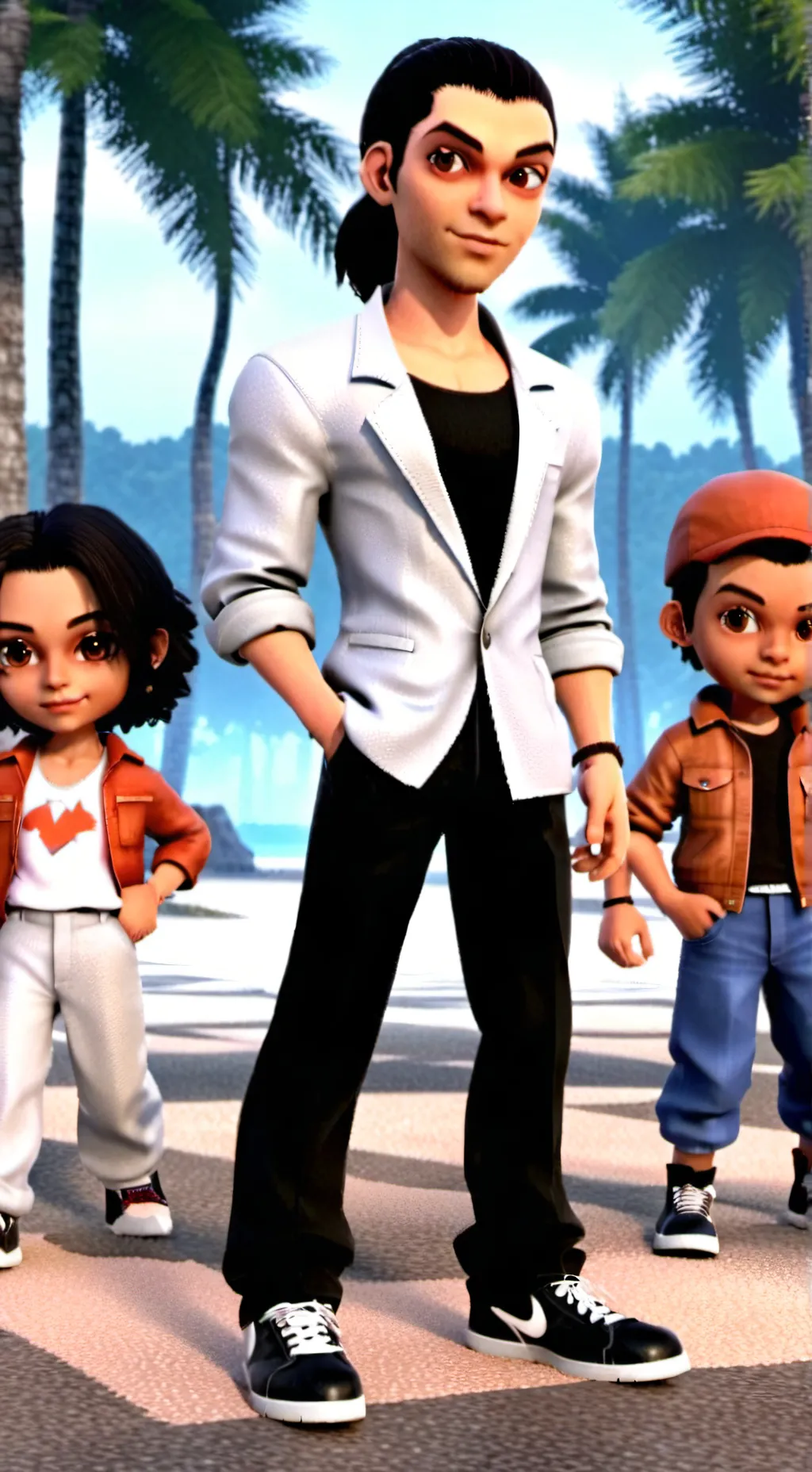 ai character: 3 chicos. background