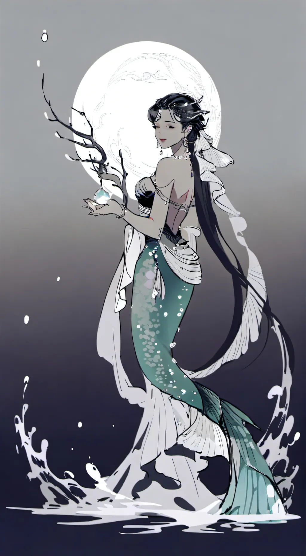 ai character: Ocean woman background