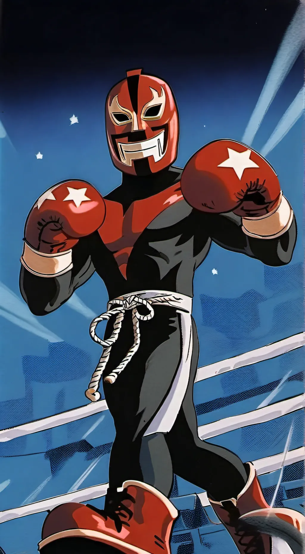 ai character: Masked Red background