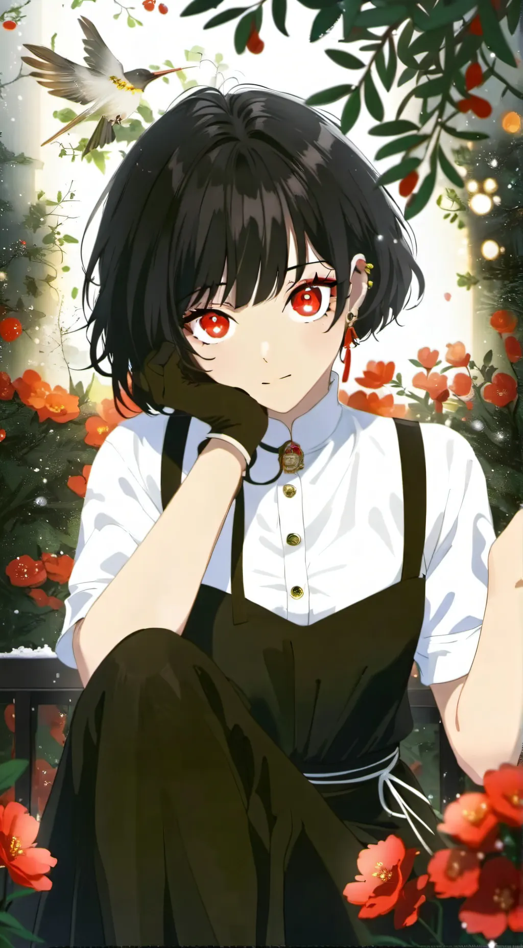 ai character: glass background