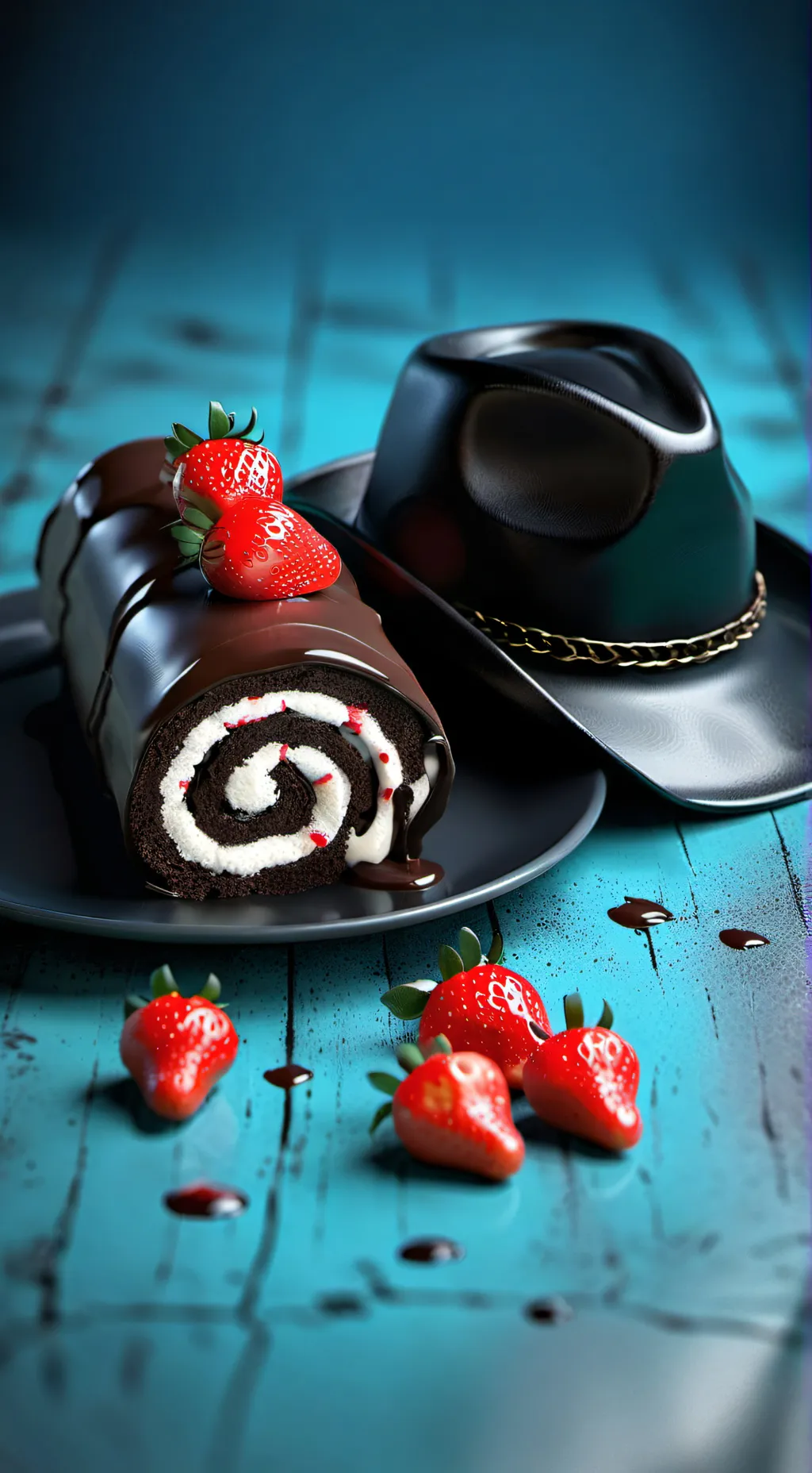 ai character: fruit cake but... background