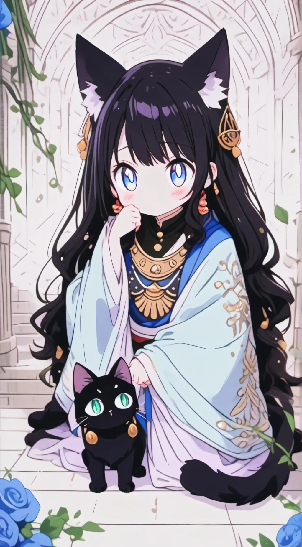 ai character: CUTE CAT GIRL UWU background