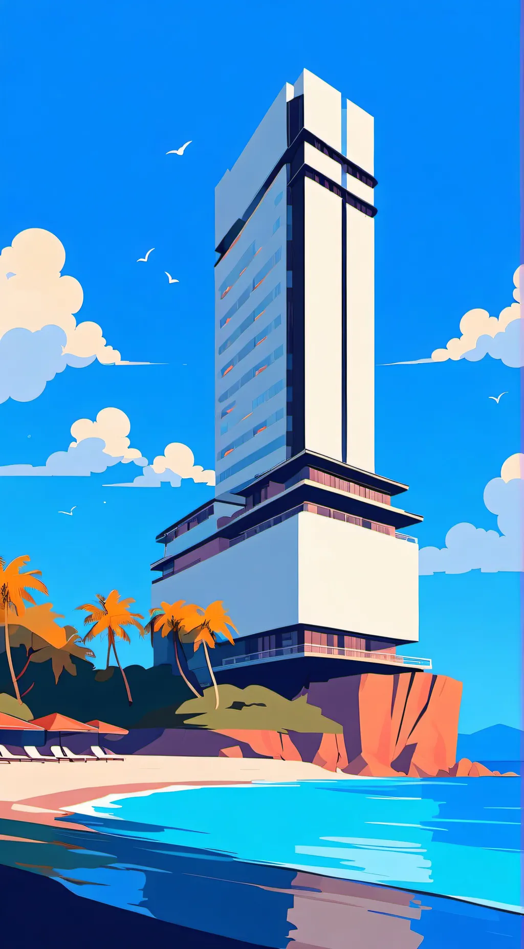 ai character: CH at hotel background