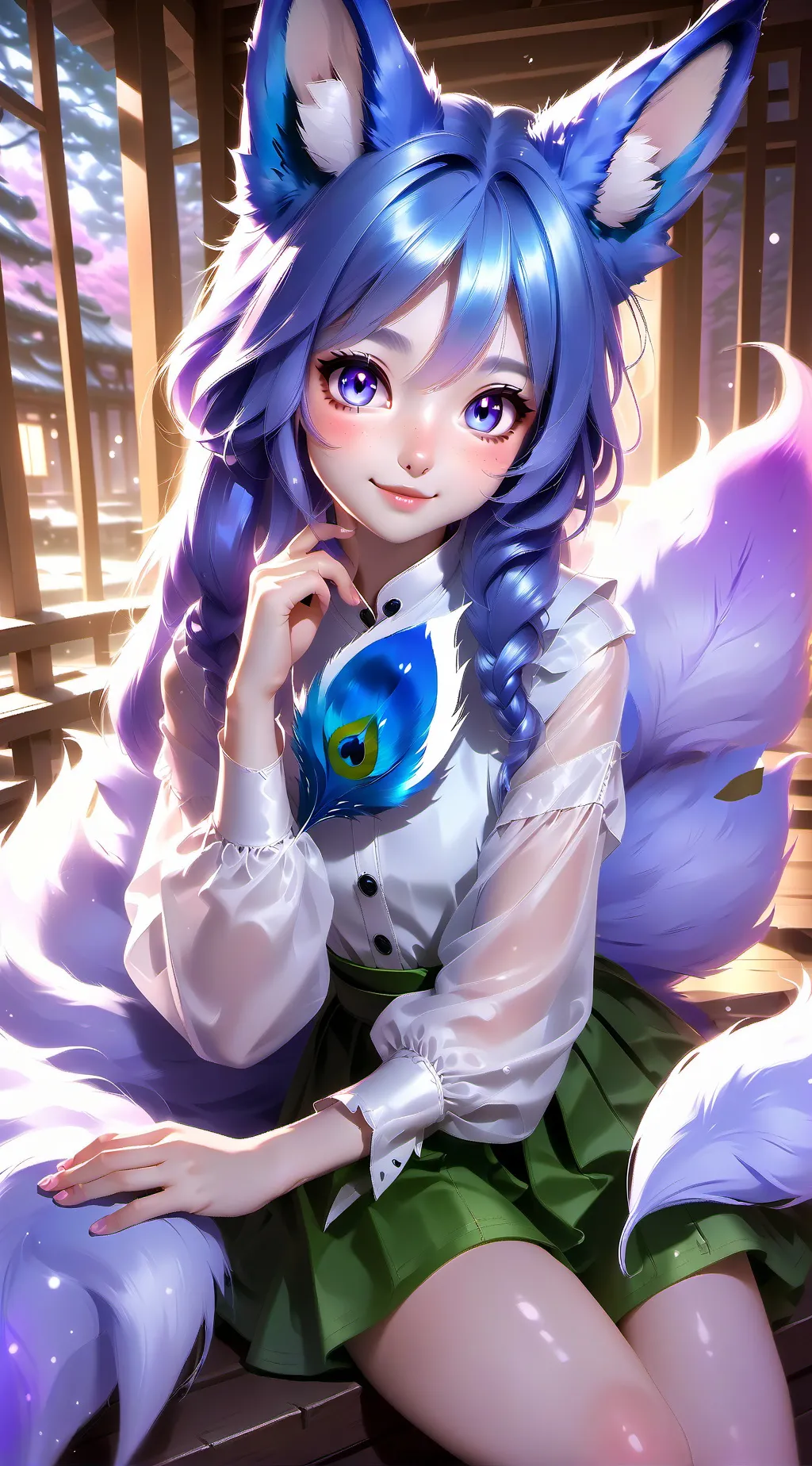 ai character: Azure Fox Spirit background