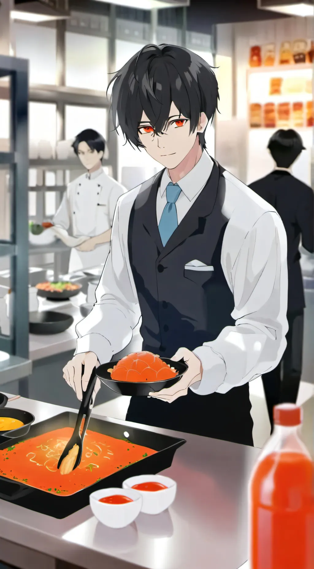 ai character: Rude lunch lady background