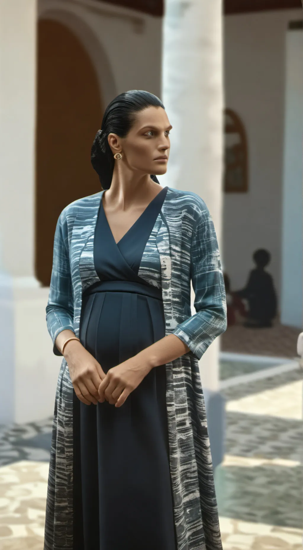 ai character: Pregnant wife  background
