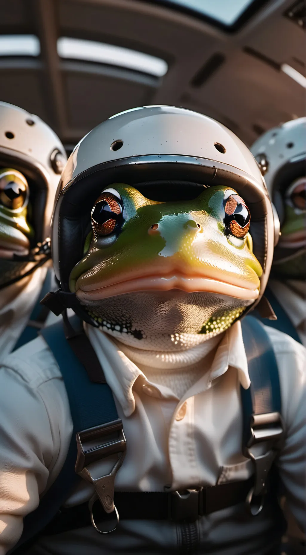 ai character: skydiving frog background
