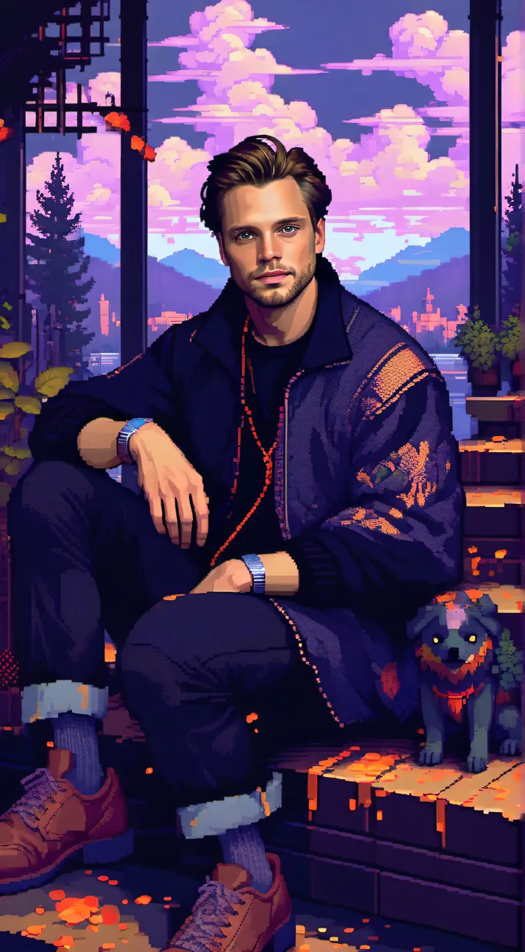 ai character: Sebastian Stan background