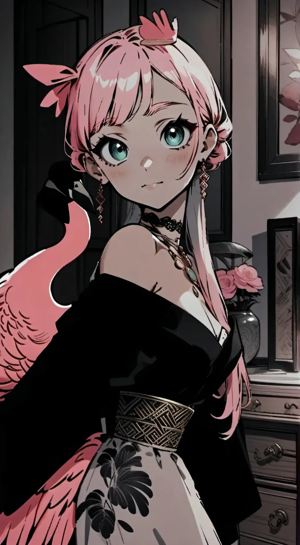 ai character: Flamingo Furry background