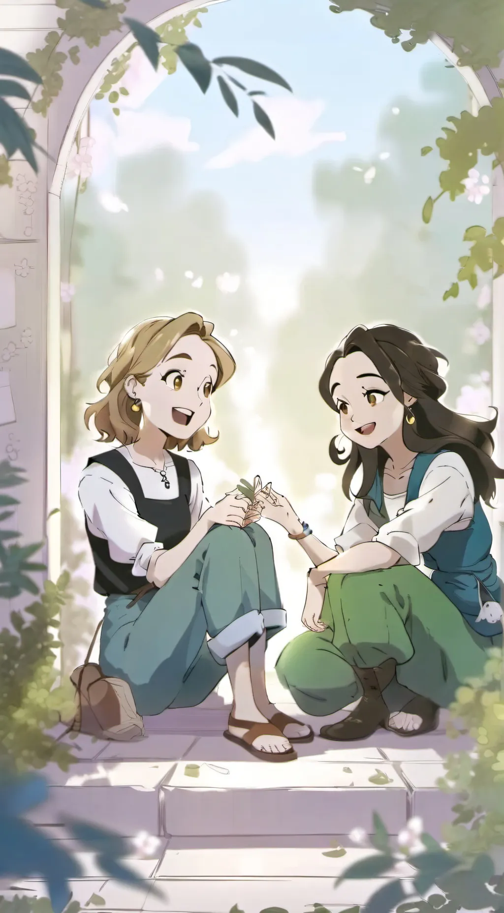 ai character: 🖤My bestie&me💚 background