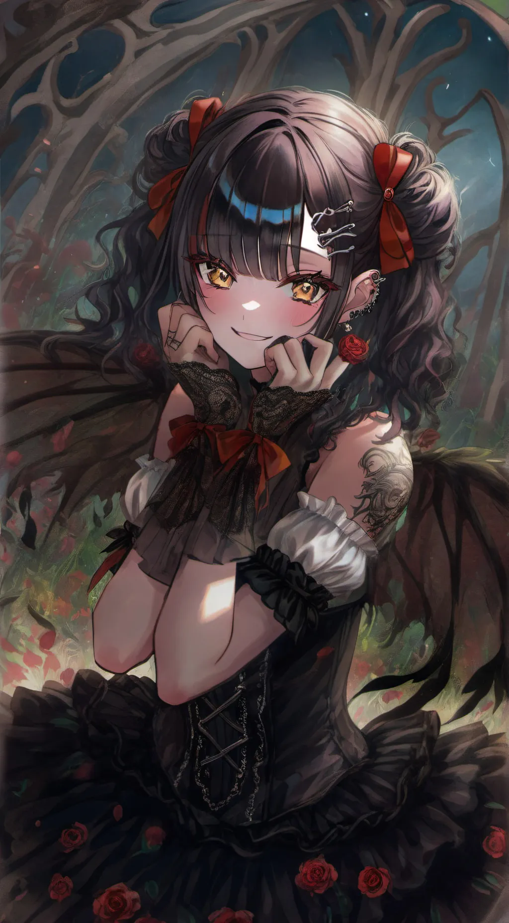 ai character: goth girl Ebi background