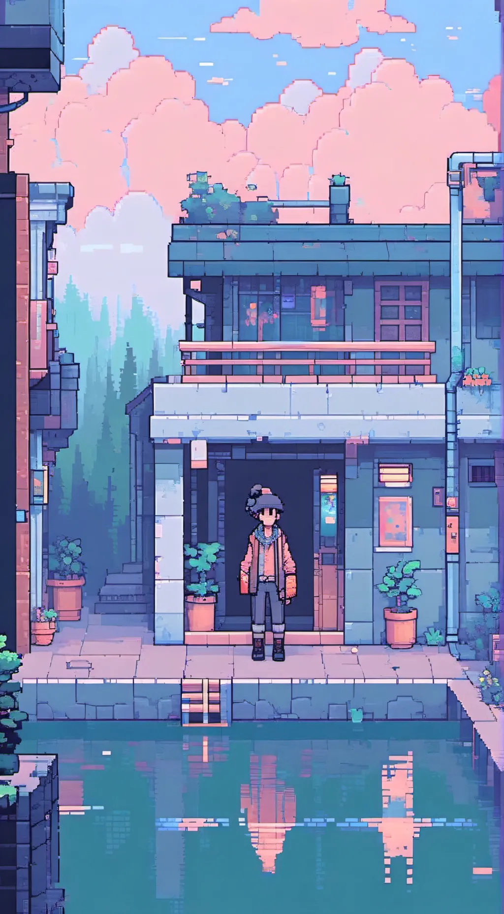 ai character: a Caixa castelo if background