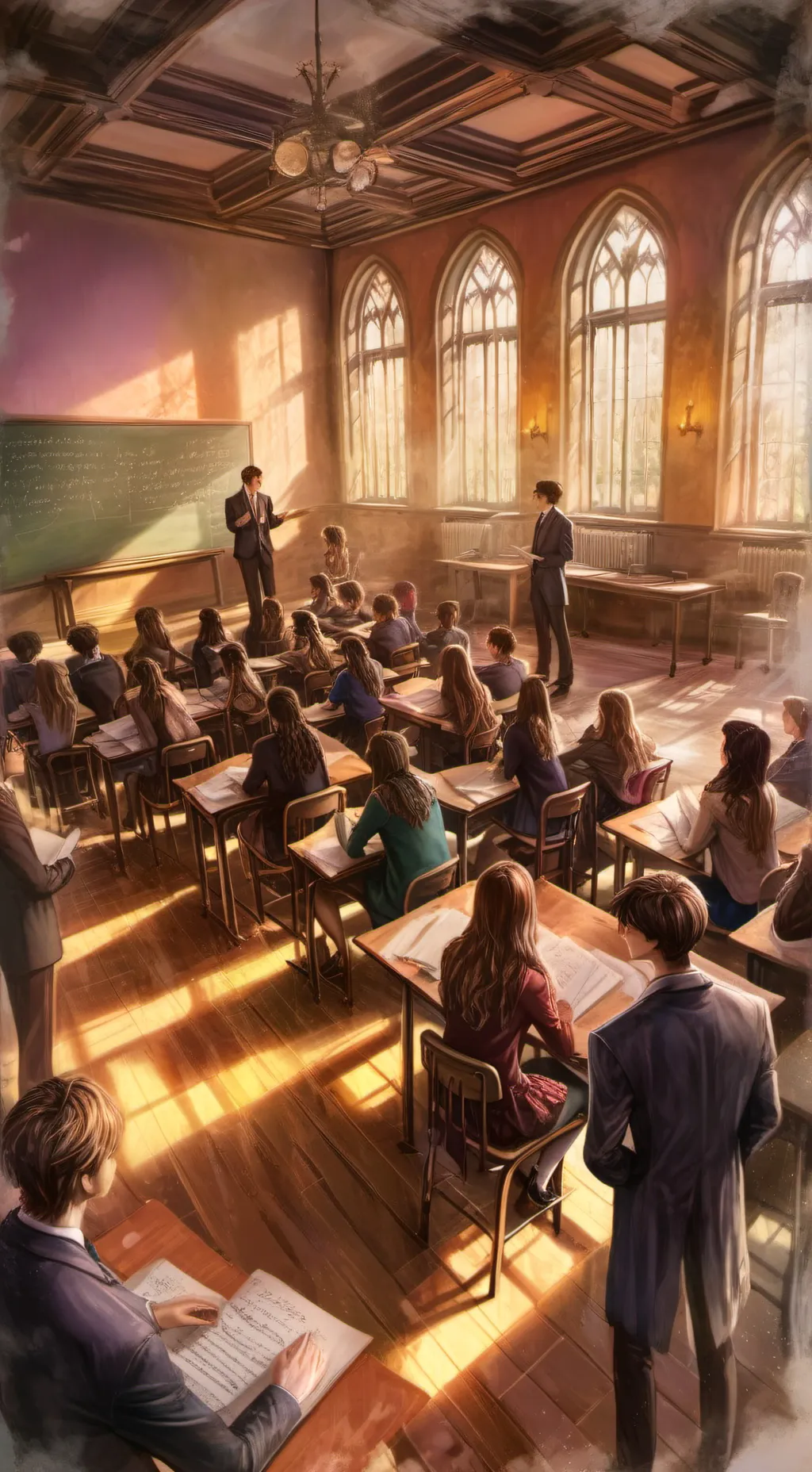 ai character: Sprunki in school background