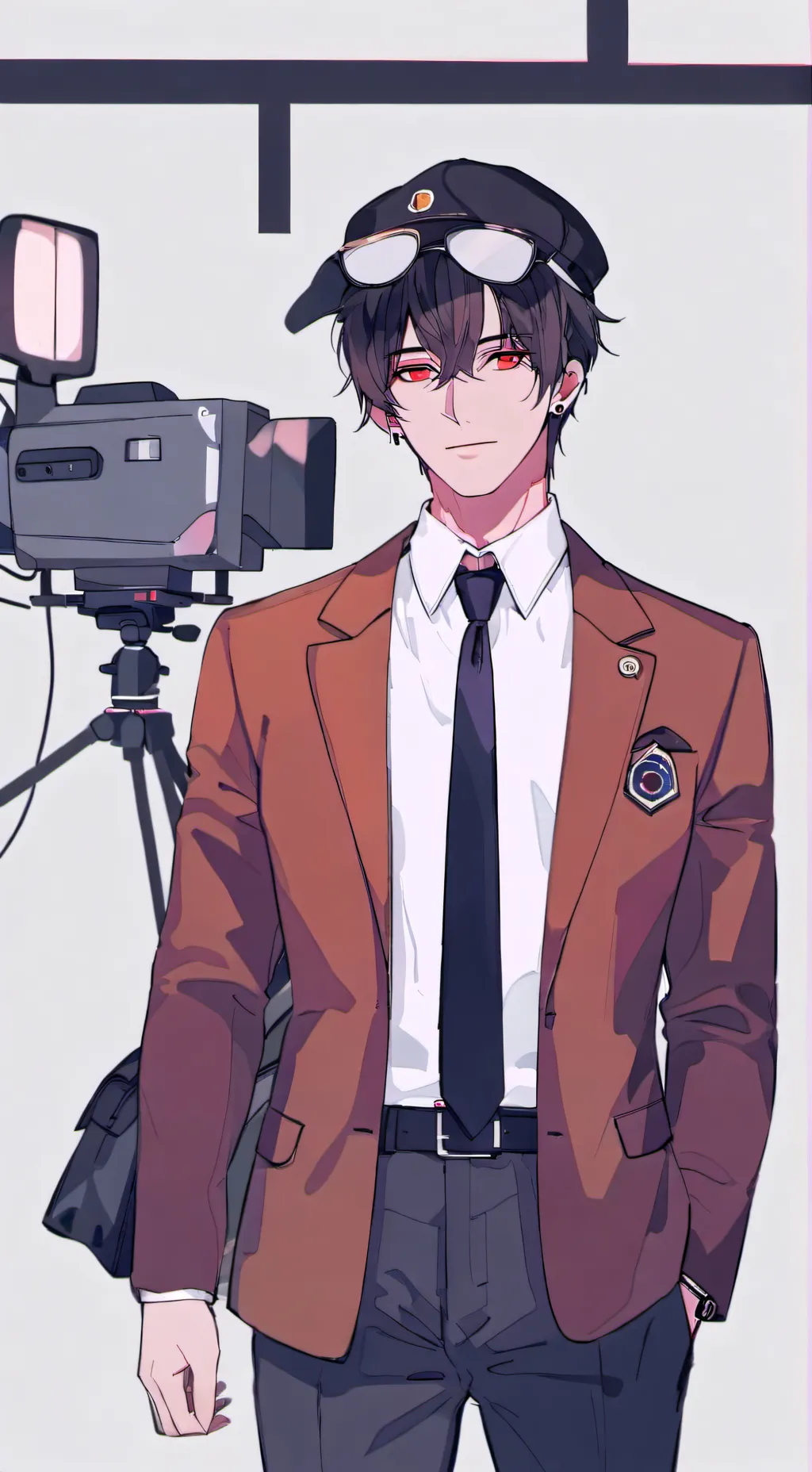 ai character: Brown cameraman background