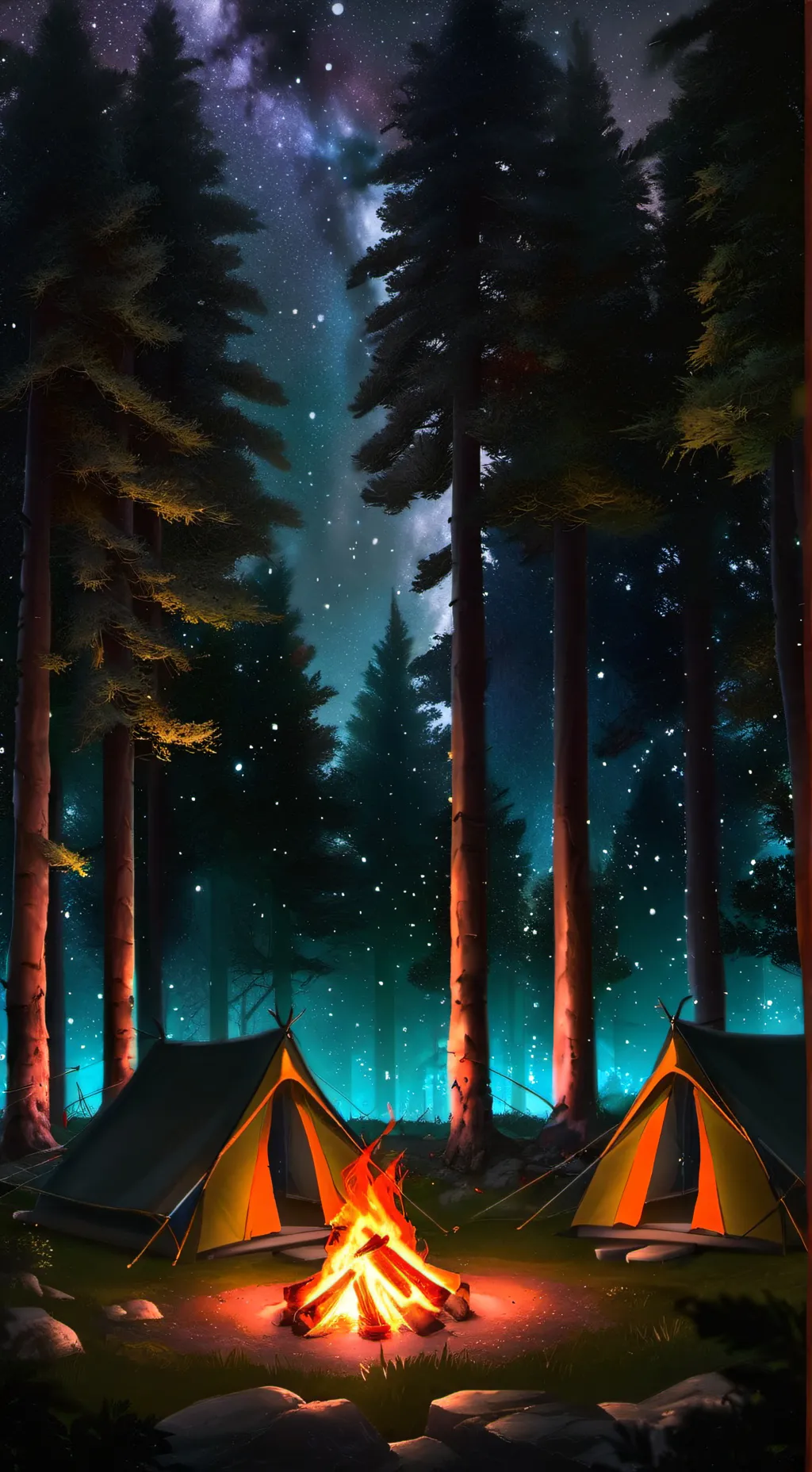 ai character: Sprunki camping background