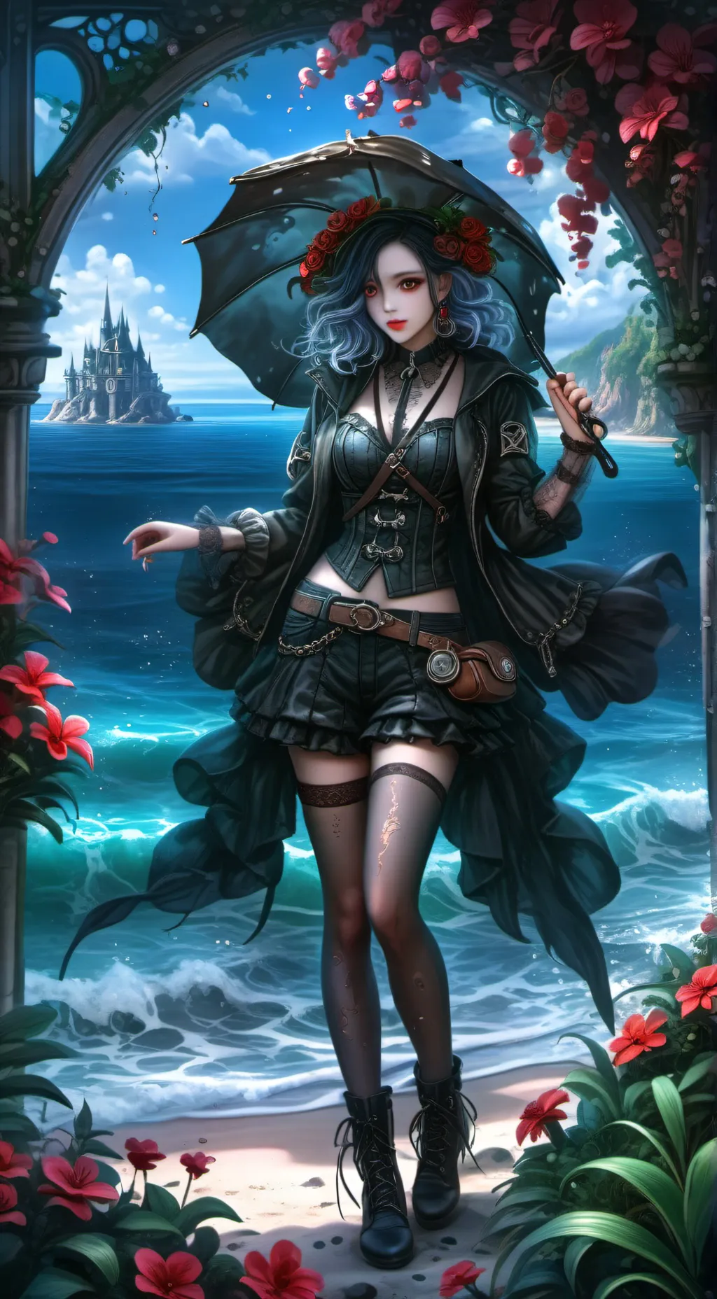 ai character: mha beach background