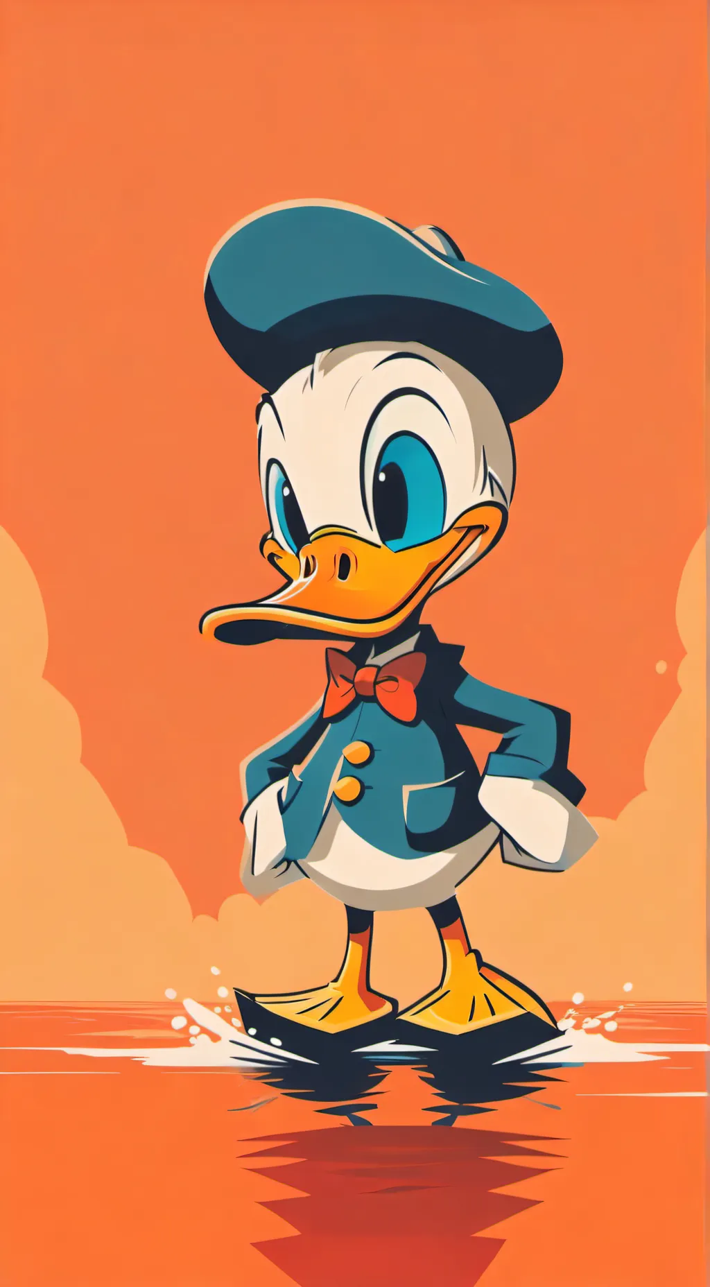 ai character: Donald duck  background