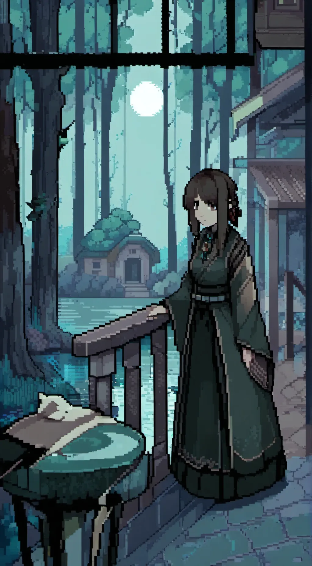 ai character: Woman in ur garden background