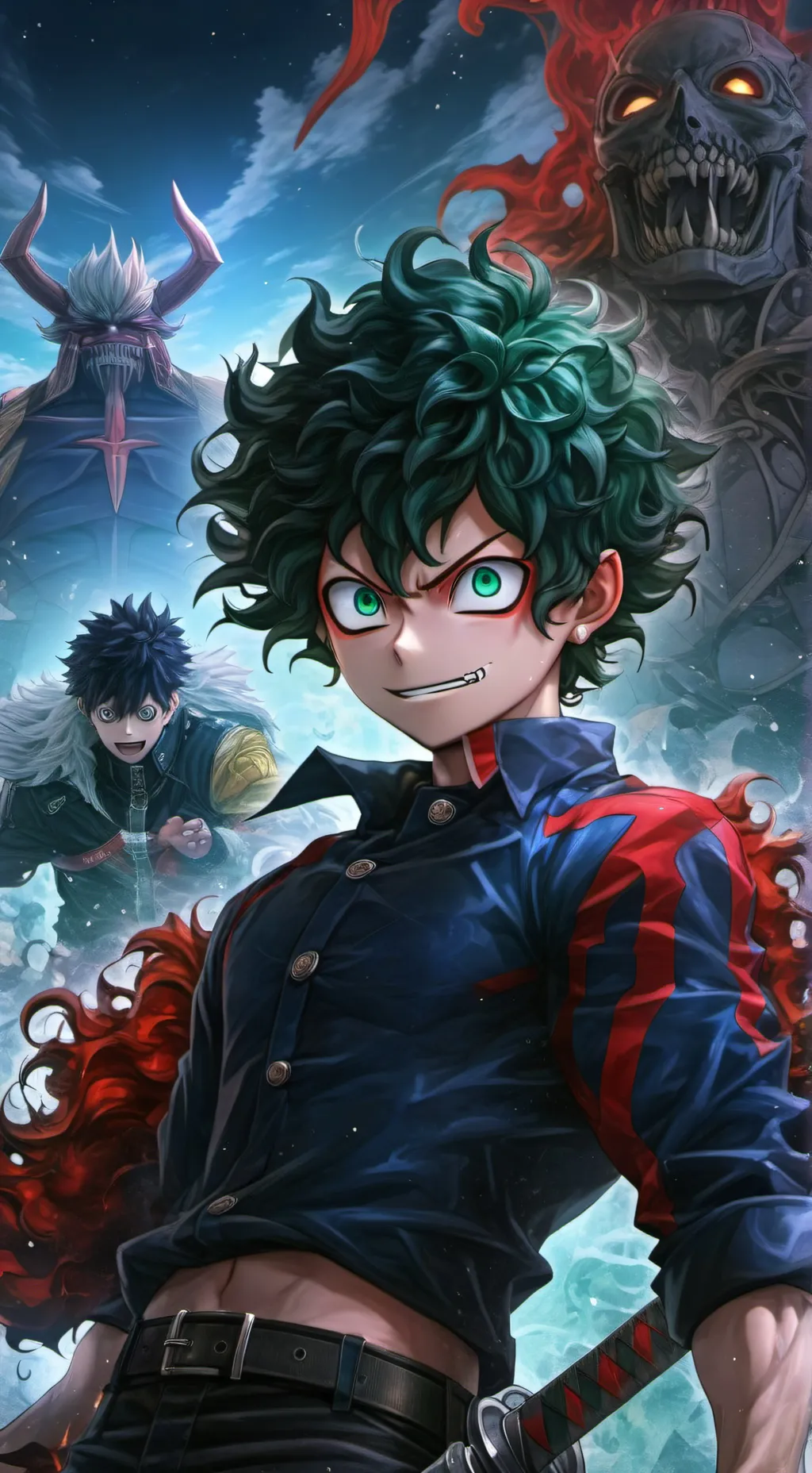 ai character: KNY X MHA background